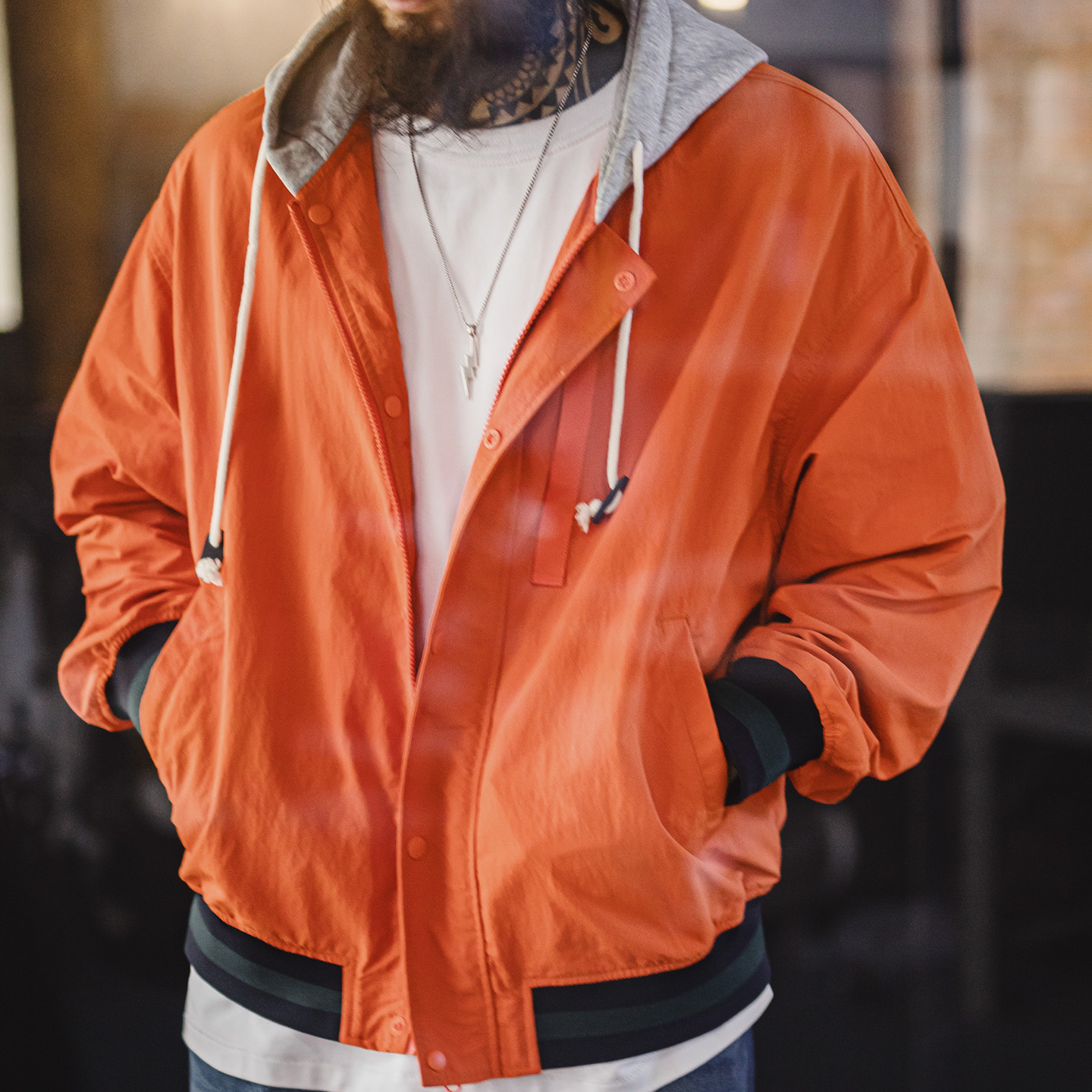 Vintage Zip Hoodie - Maden Men's Vintage Colorblock Hooded Jacket