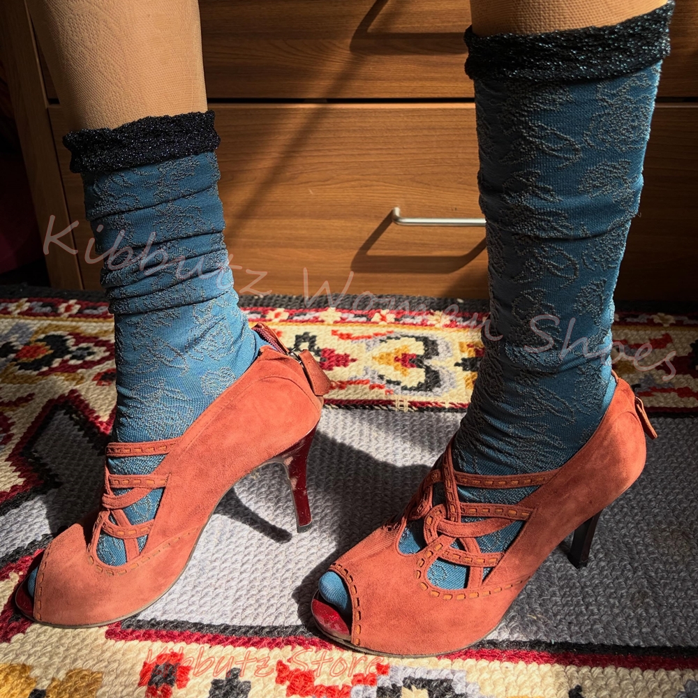 Vintage Zipper - Vintage Rome Sandals Suede Leather Peep