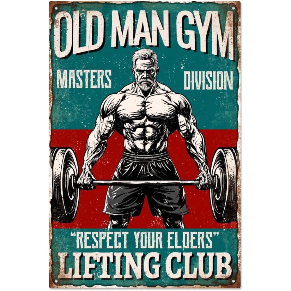 Vintage Collectible Signs - Vintage Old Man Gym Metal Tin