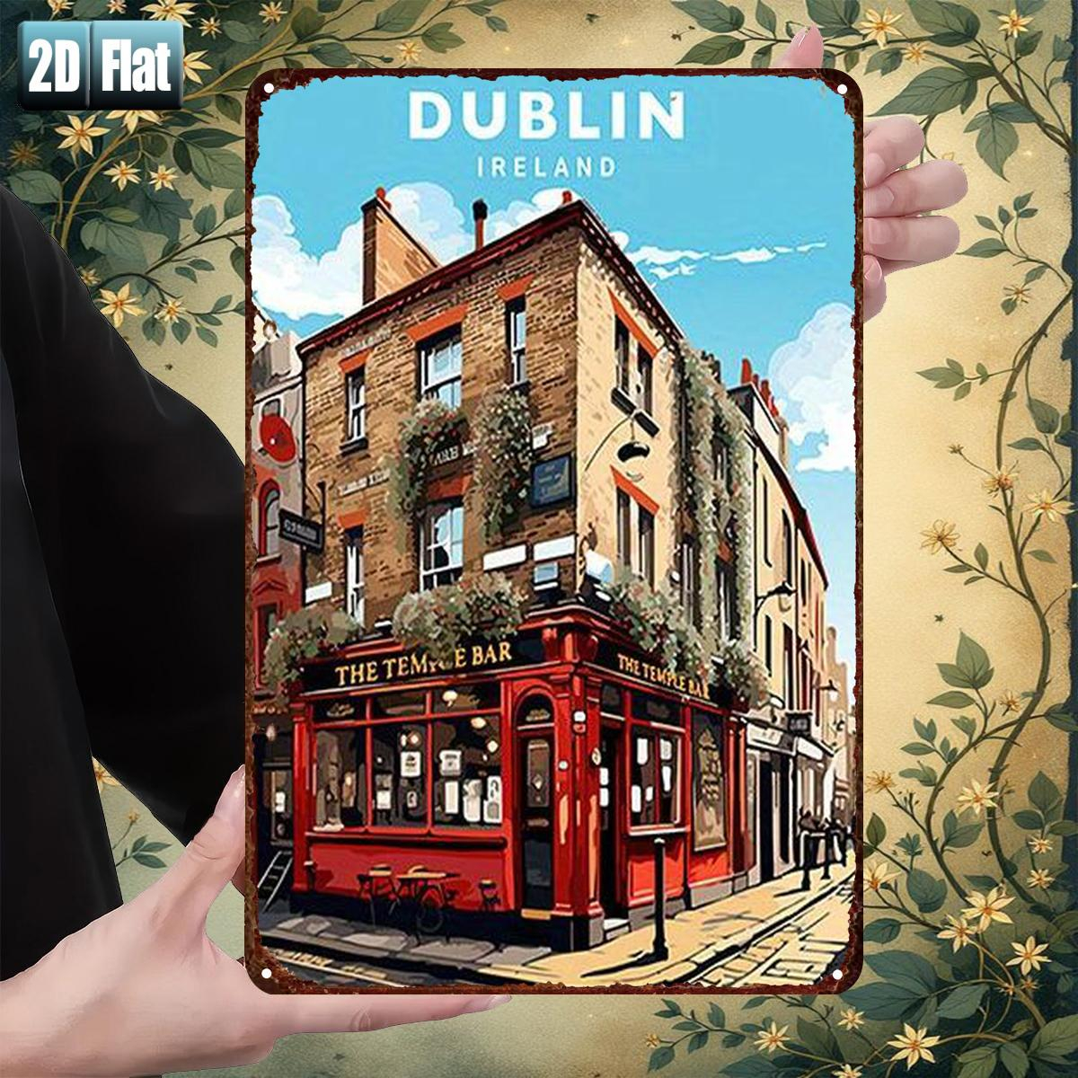 Vintage Collectible Signs - Dublin Ireland Temple Bar Metal Tin