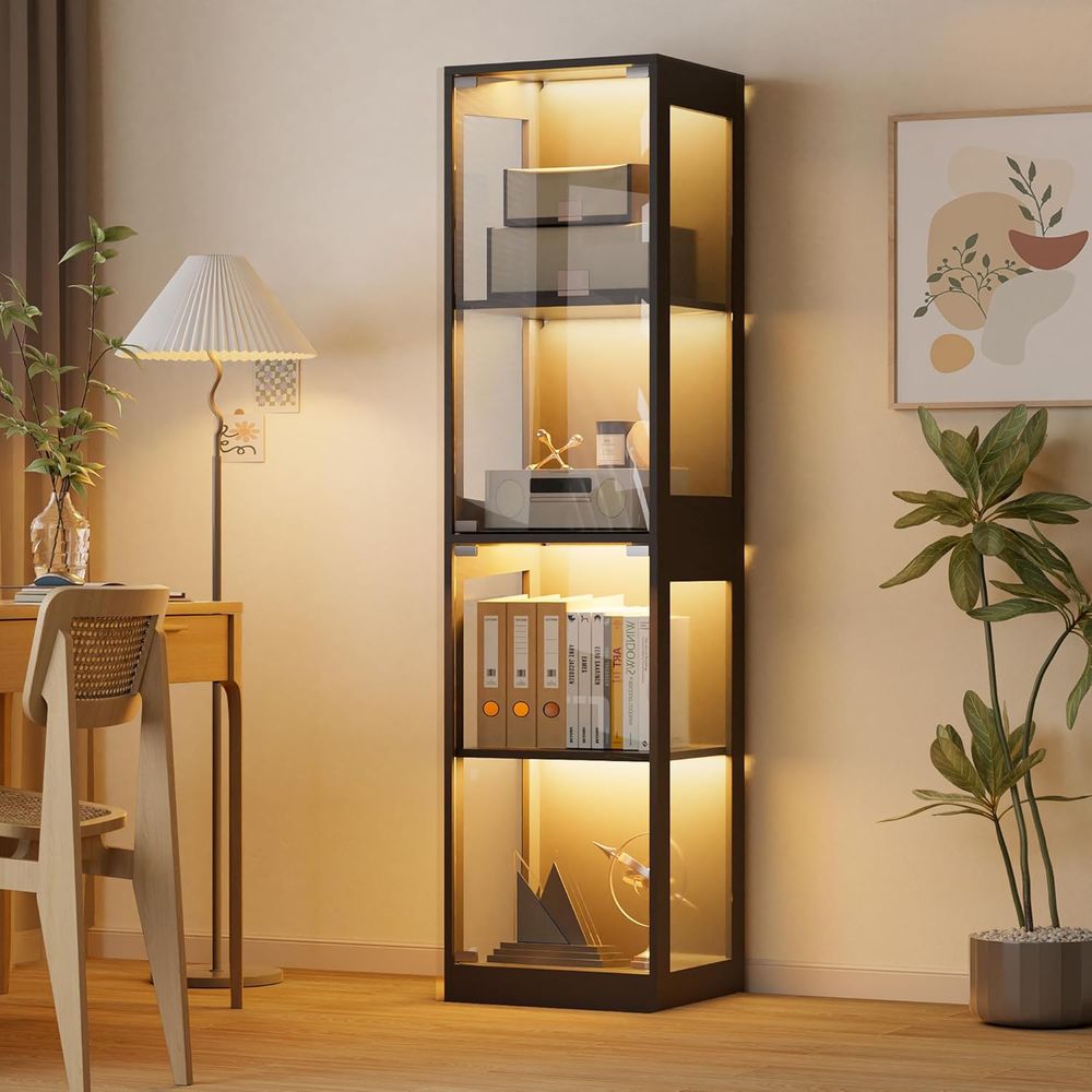 Collectible Collection - 4-Tier Glass Display Cabinet with RGB
