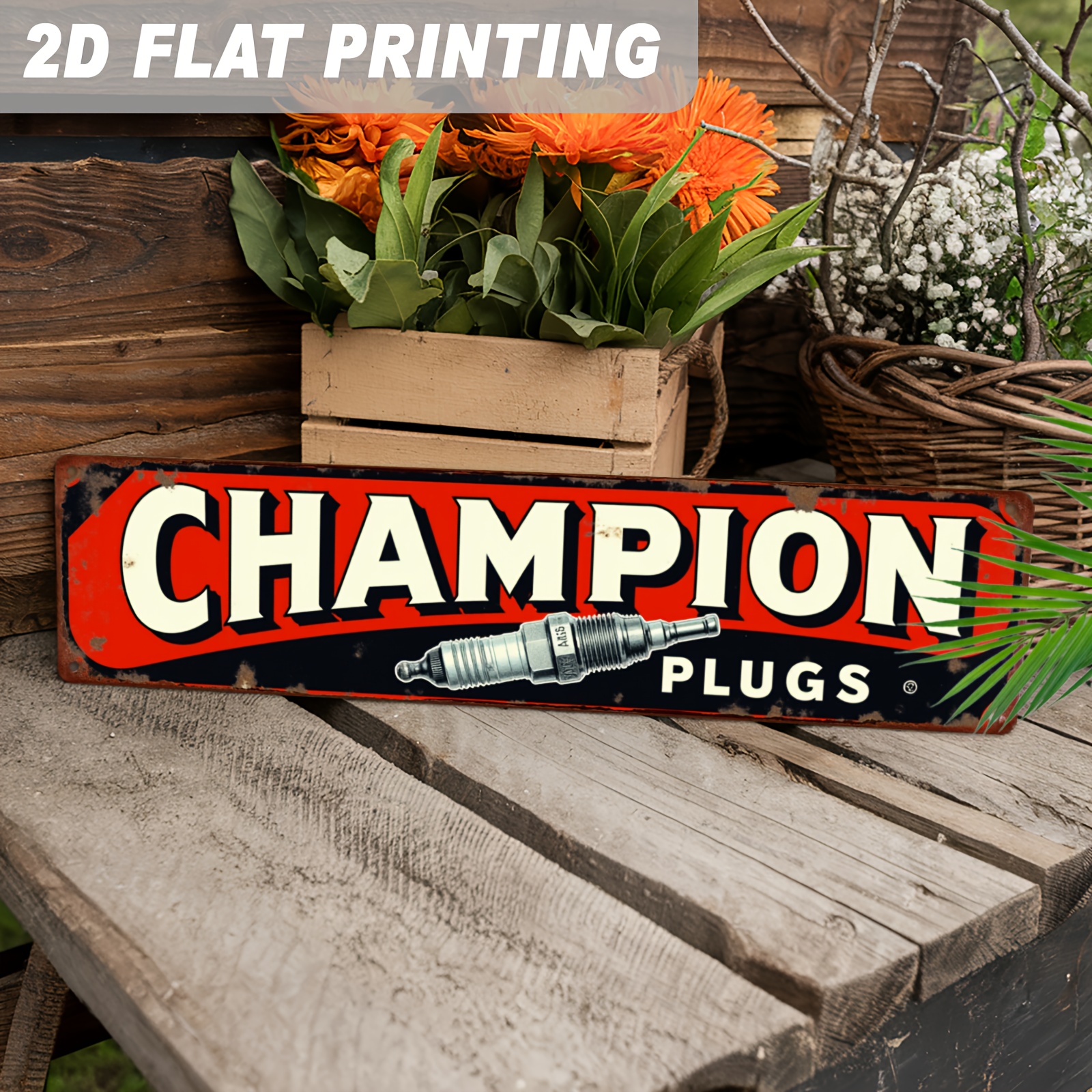 Vintage Collectible Signs - 2D Flat, 1pc Champion Plugs Vintage