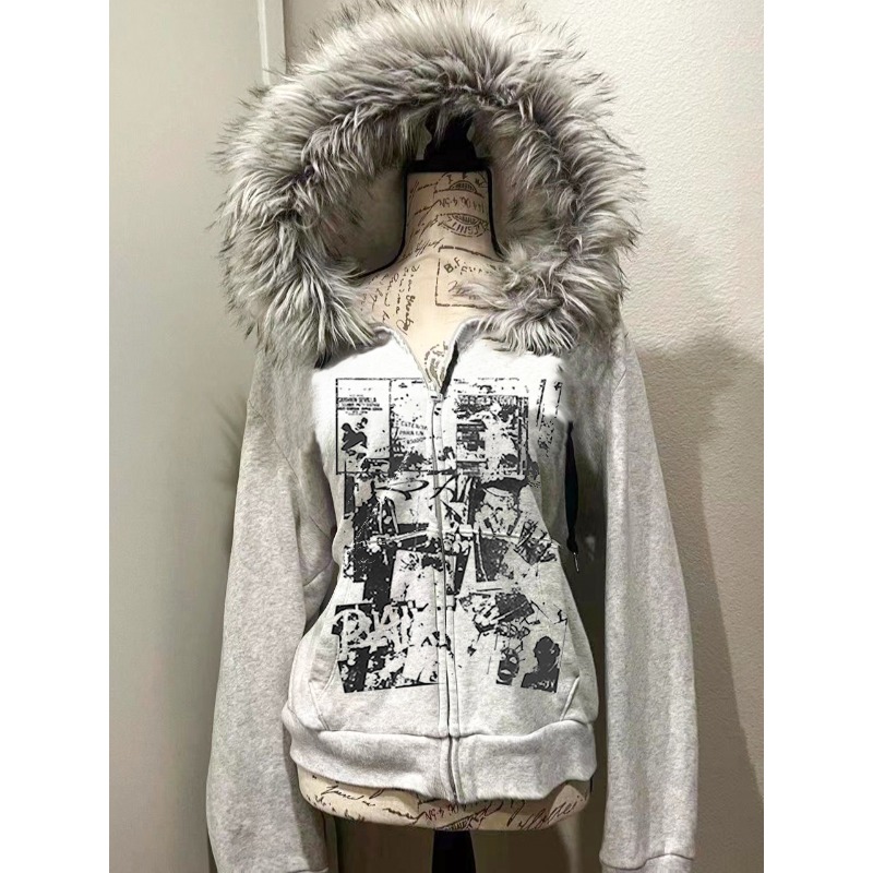 Grey Faux Fur Wool Double Zipp – Vintage Zip Hoodie Bewertung und Preis