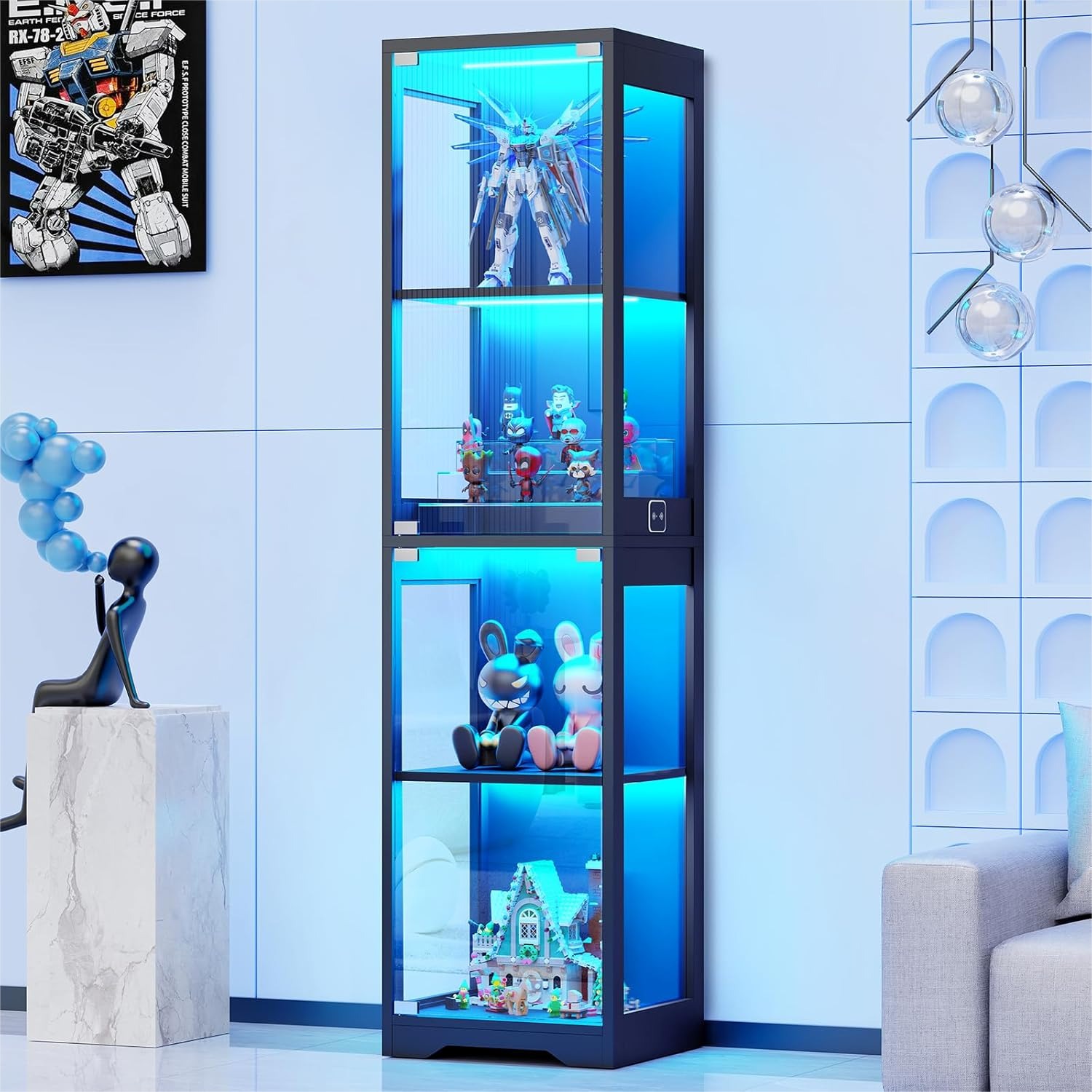 Glass Display Cabinet with 3 C – Collectible Collection Bewertung und Preis