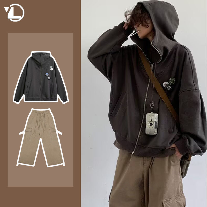 Autumn College Casual Set Men  – Vintage Zip Hoodie Bewertung und Preis