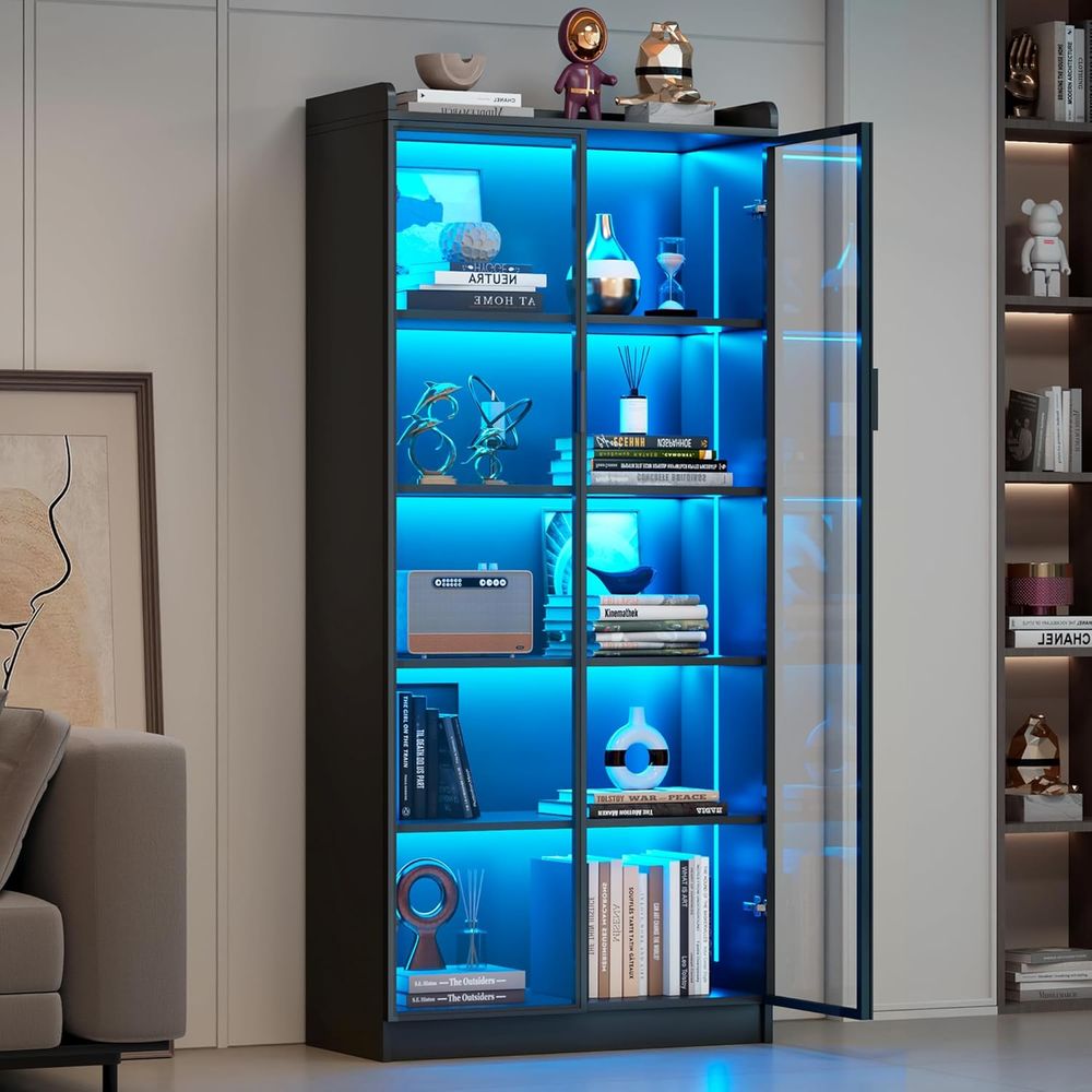 65 Glass Curio Cabinet with 5- – Collectible Collection Bewertung und Preis