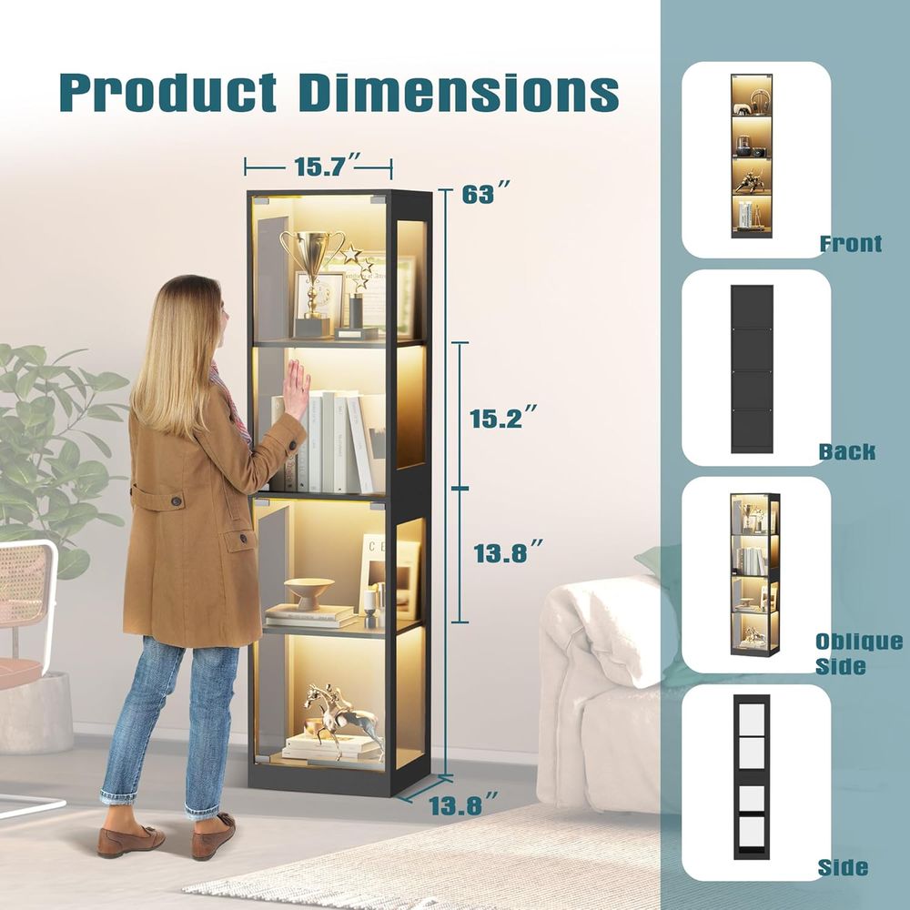 4-Tier Glass Display Cabinet w – Collectible Collection Bewertung und Preis